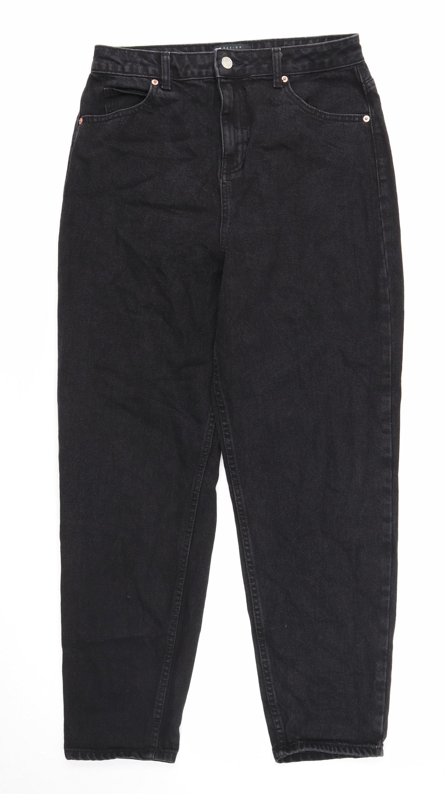 ASOS Womens Black Cotton Straight Jeans Size 30 in L30 in Regular Zip