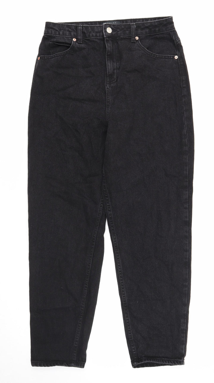 ASOS Womens Black Cotton Straight Jeans Size 30 in L30 in Regular Zip
