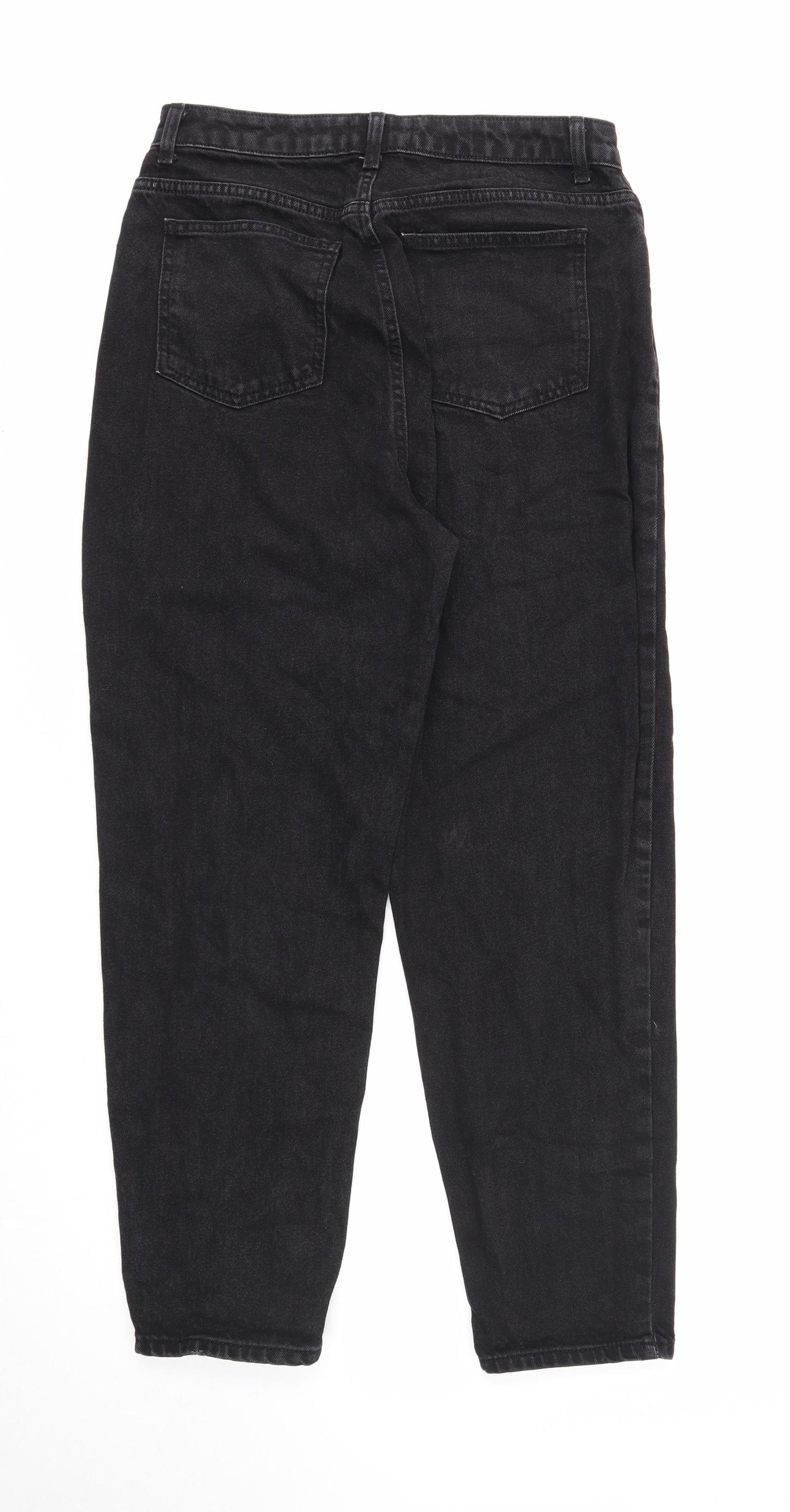 ASOS Womens Black Cotton Straight Jeans Size 30 in L30 in Regular Zip