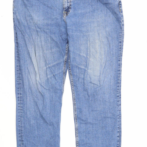 M&Co Mens Blue Cotton Straight Jeans Size 38 in Regular Zip