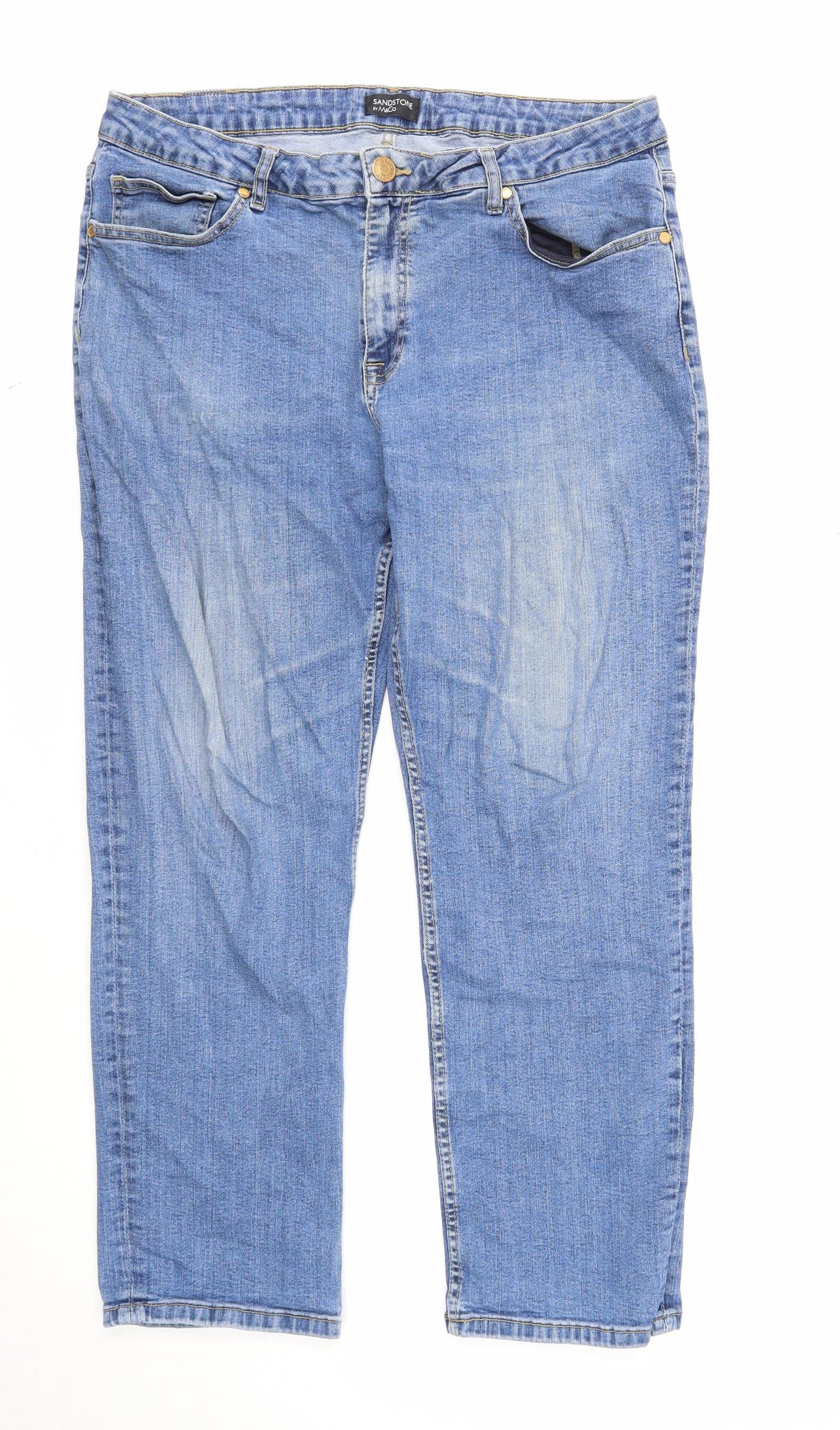 M&Co Mens Blue Cotton Straight Jeans Size 38 in Regular Zip