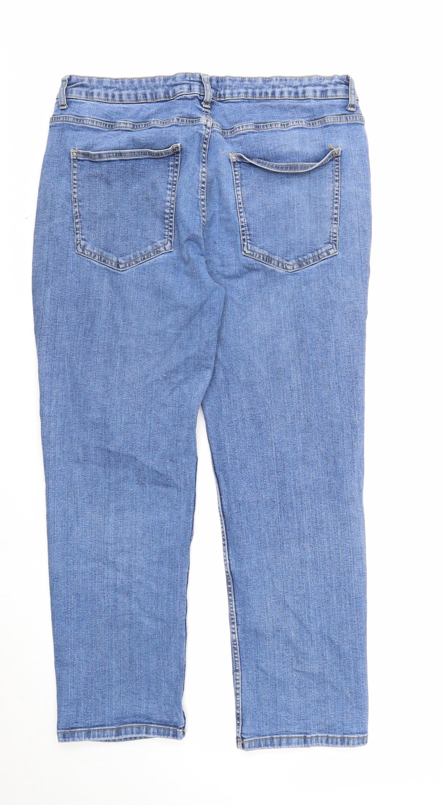 M&Co Mens Blue Cotton Straight Jeans Size 38 in Regular Zip