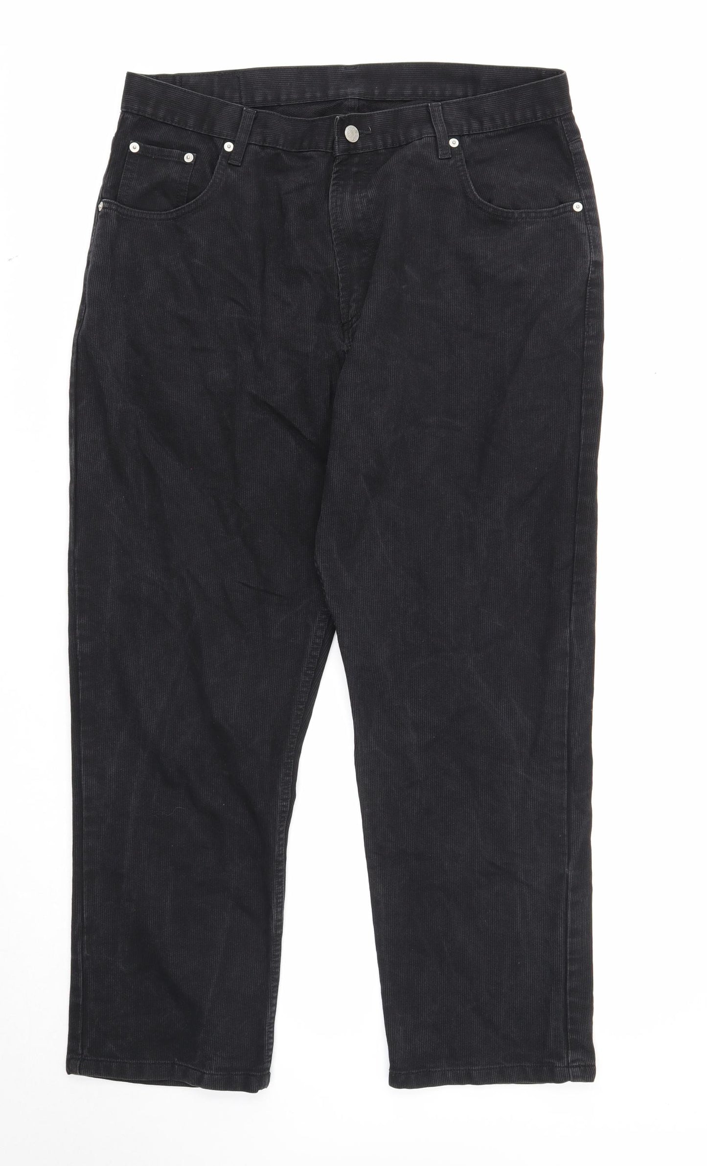 Preworn Mens Black Cotton Straight Jeans Size 36 in L29 in Regular Zip