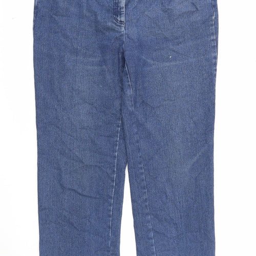EWM Womens Blue Cotton Straight Jeans Size 14 Regular Zip