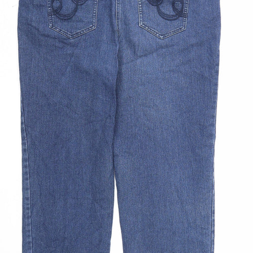 EWM Womens Blue Cotton Straight Jeans Size 14 Regular Zip