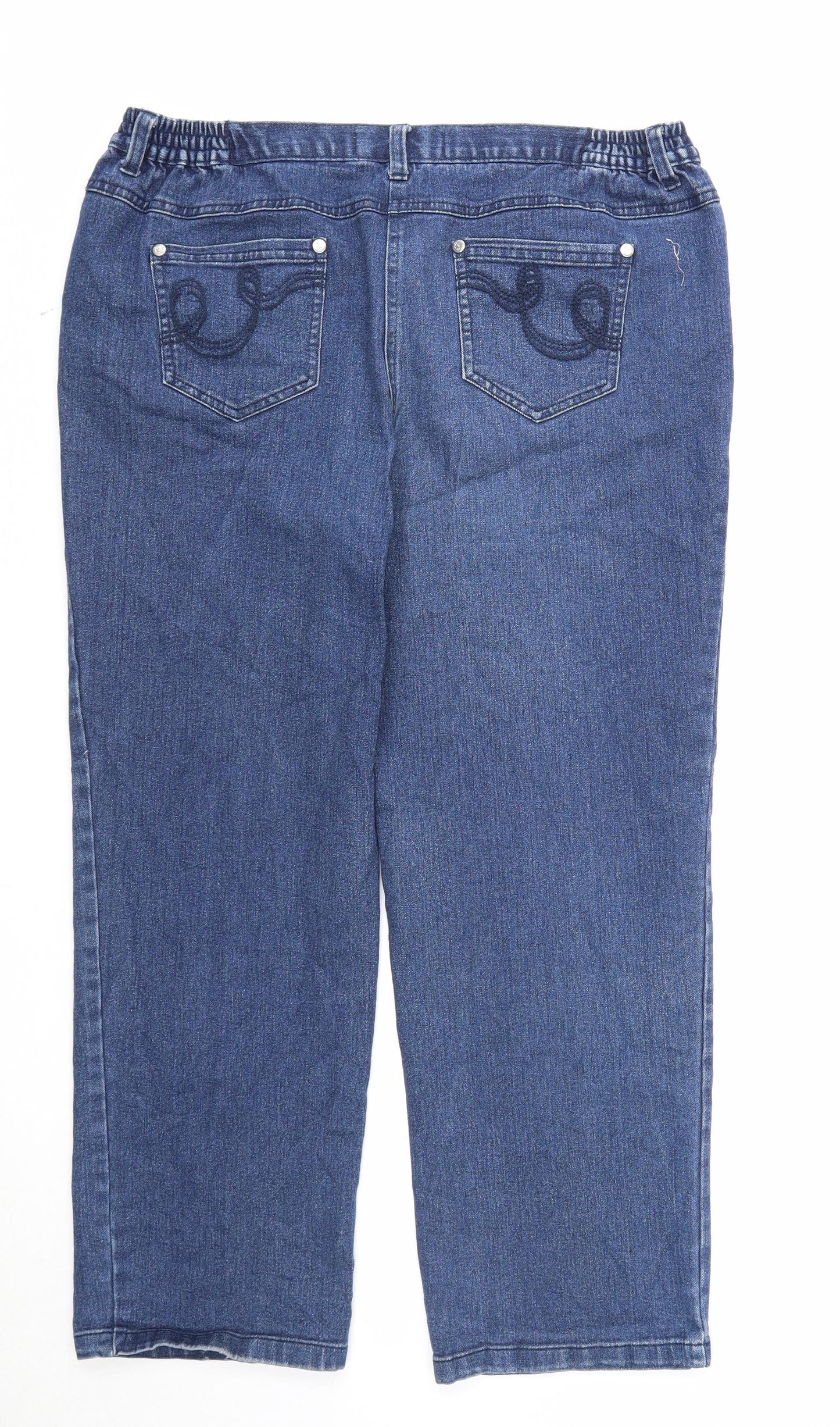 EWM Womens Blue Cotton Straight Jeans Size 14 Regular Zip