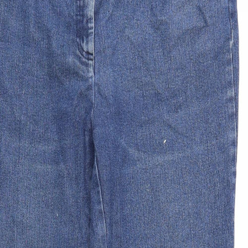 EWM Womens Blue Cotton Straight Jeans Size 14 Regular Zip
