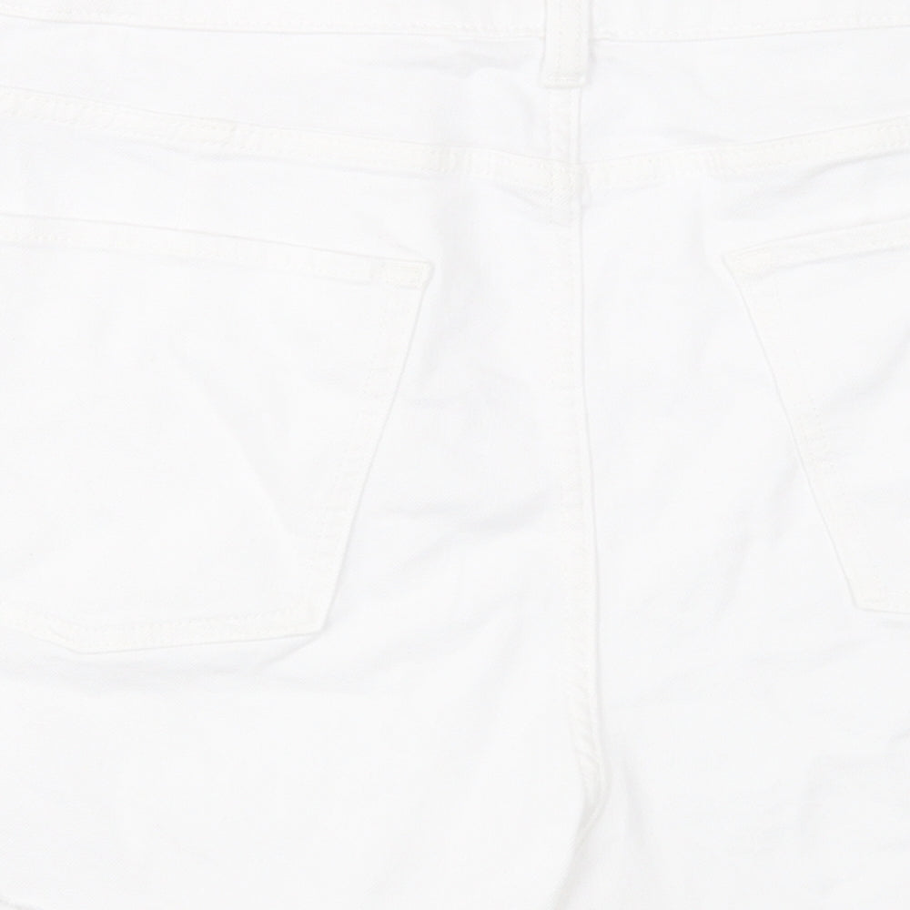Marks and Spencer Womens White Cotton Cut-Off Shorts Size 24 Regular Zip