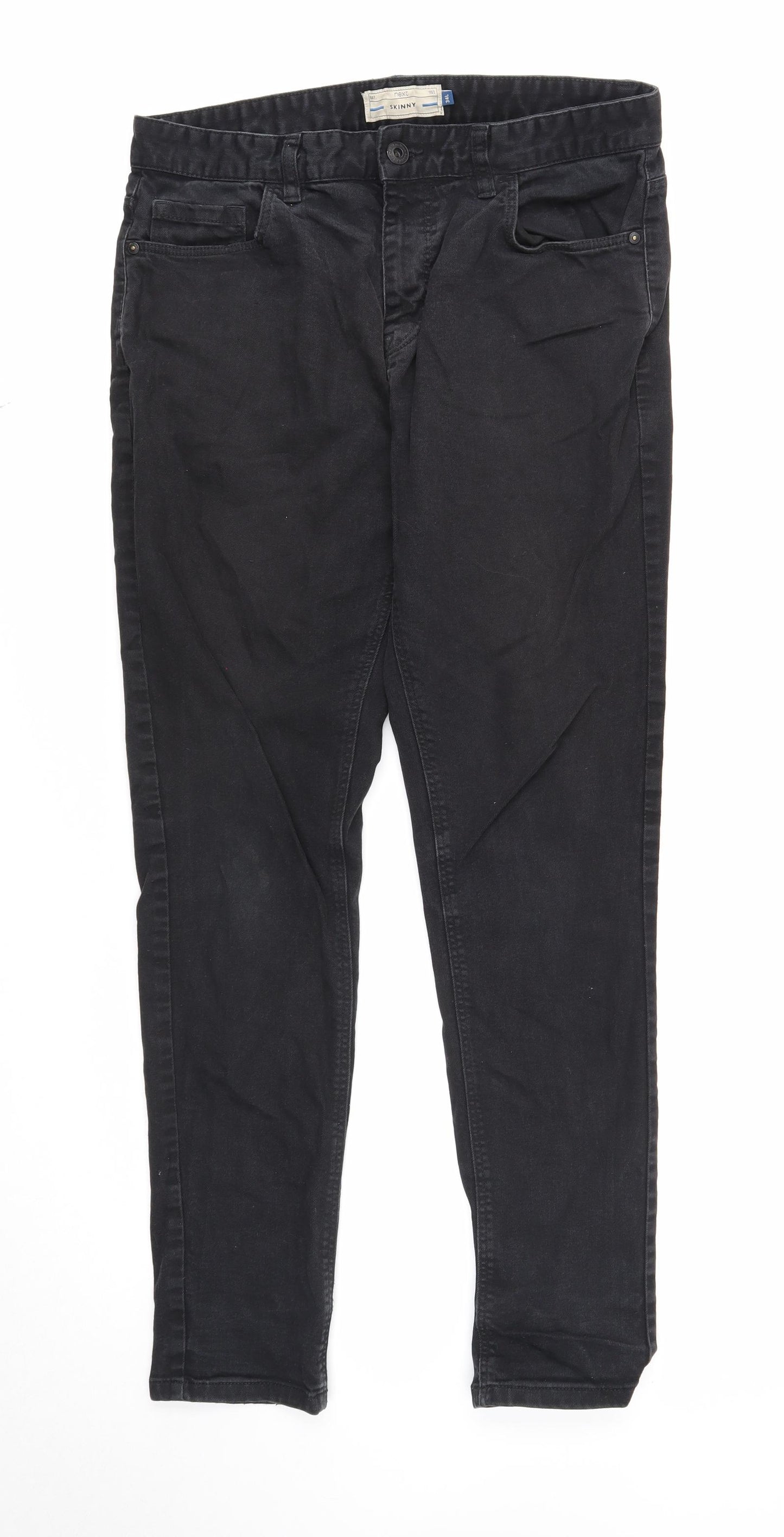 NEXT Mens Black Cotton Skinny Jeans Size 34 in Regular Zip
