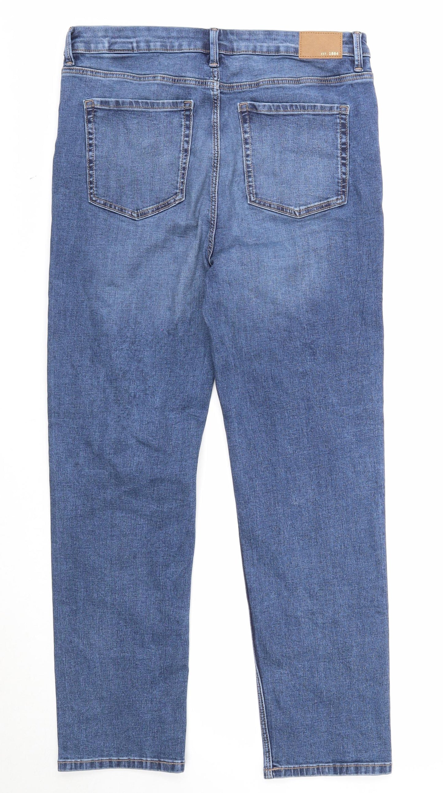 Marks and Spencer Womens Blue Cotton Straight Jeans Size 16 Regular Zip