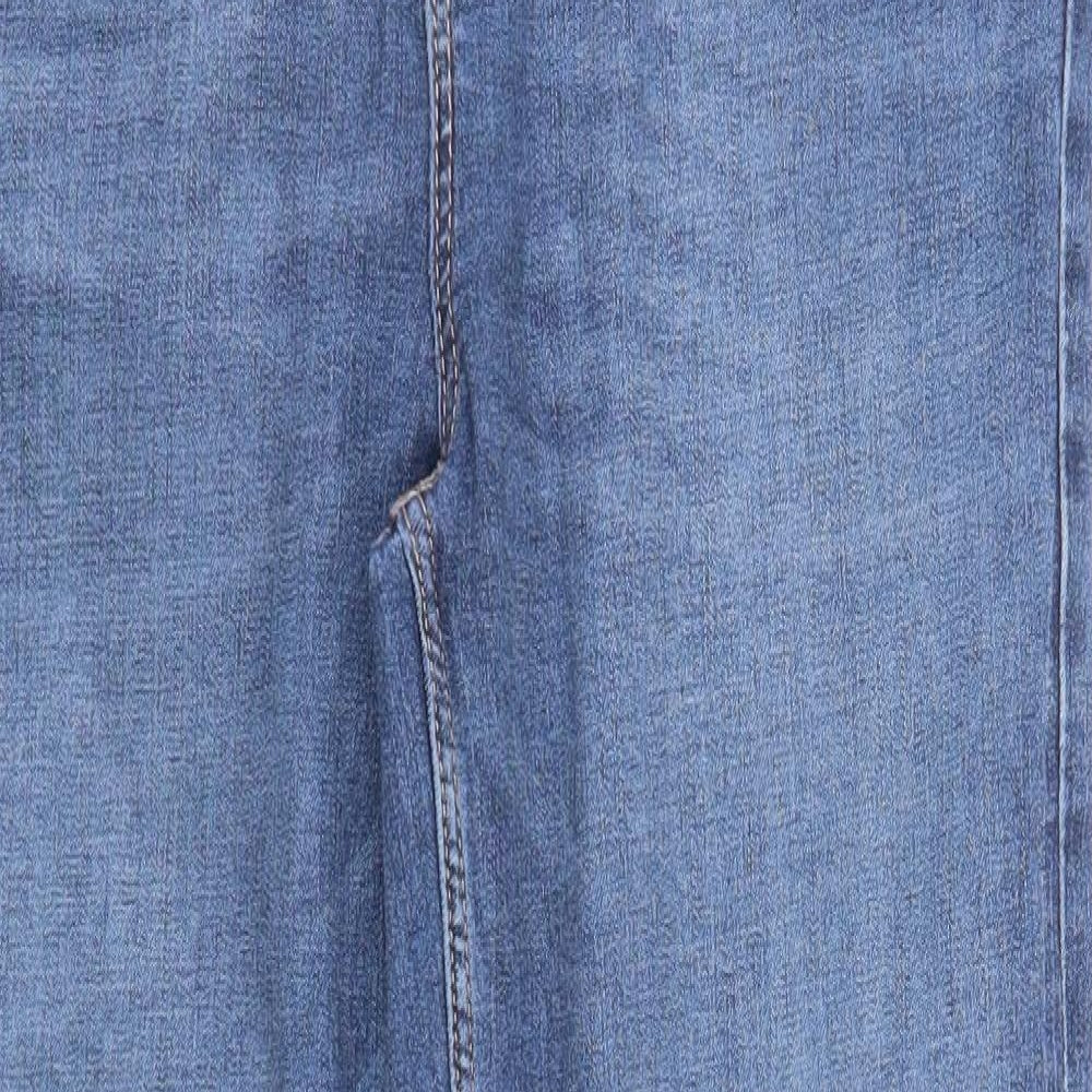 Marks and Spencer Womens Blue Cotton Straight Jeans Size 16 Regular Zip