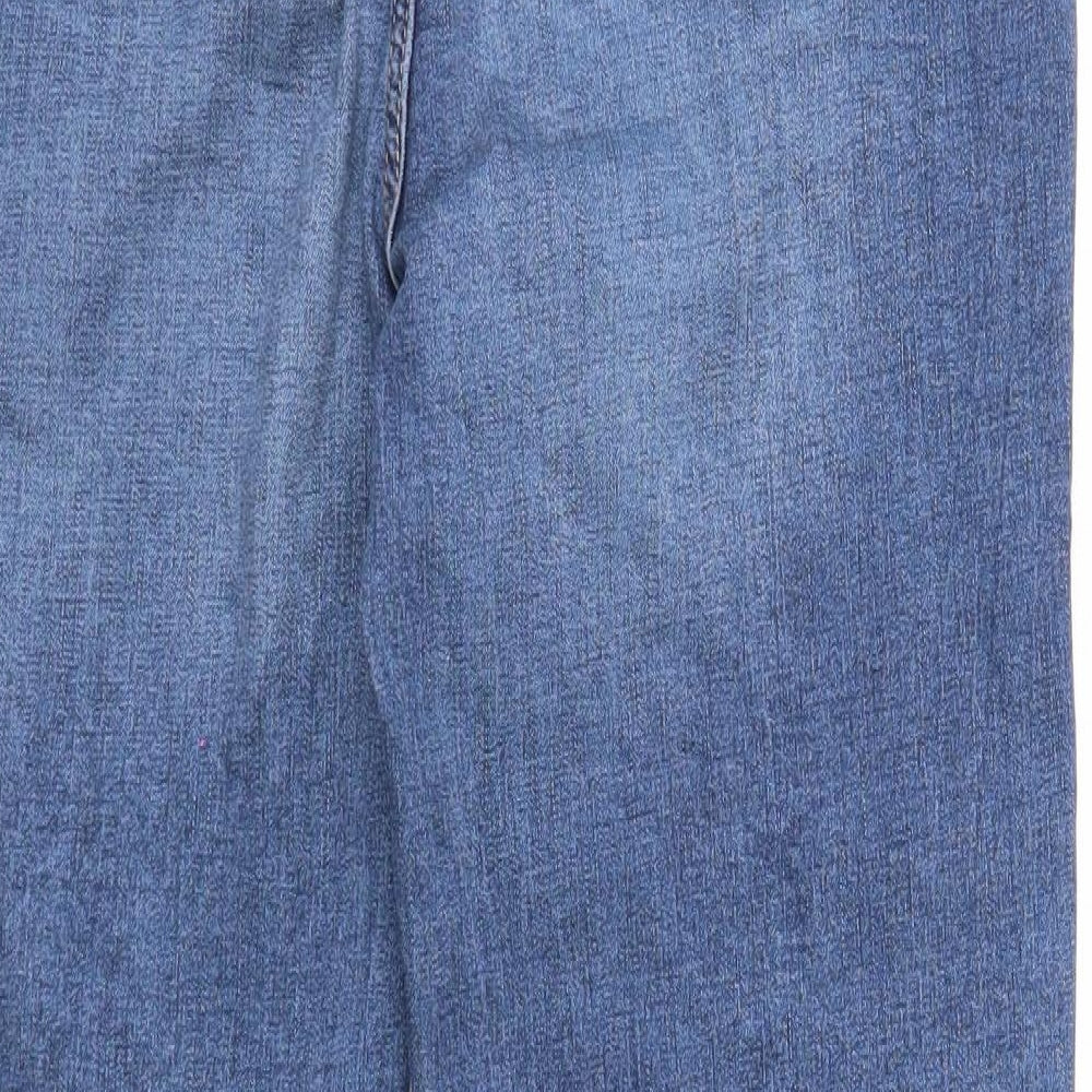 Marks and Spencer Womens Blue Cotton Straight Jeans Size 16 Regular Zip