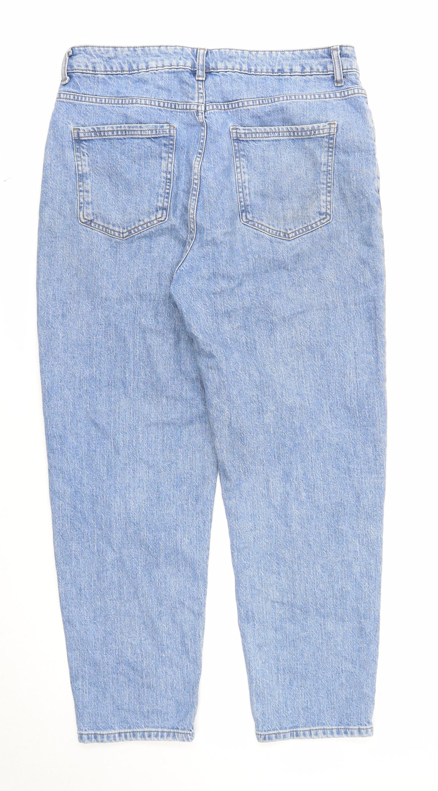 George Womens Blue Cotton Straight Jeans Size 14 Regular Zip