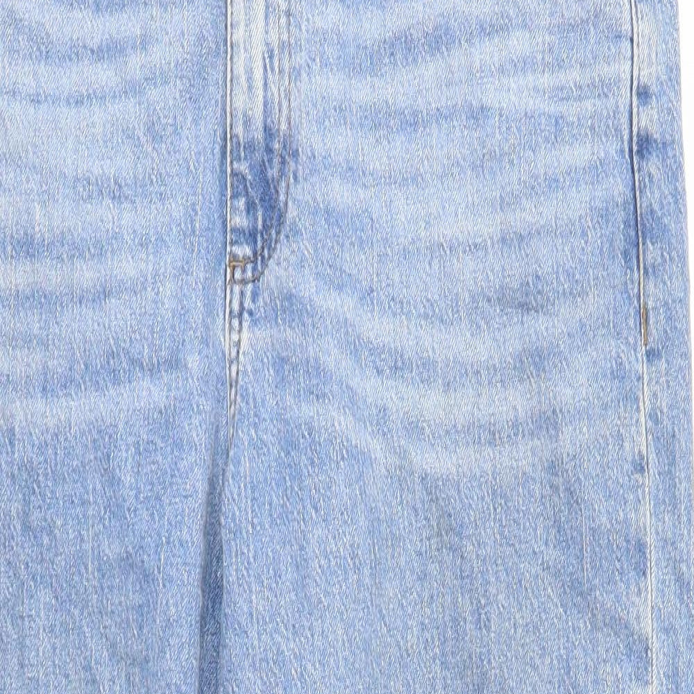 George Womens Blue Cotton Straight Jeans Size 14 Regular Zip