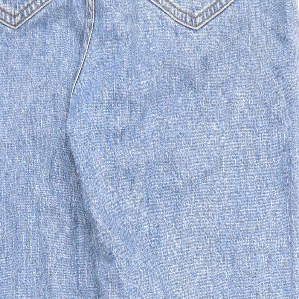 George Womens Blue Cotton Straight Jeans Size 14 Regular Zip