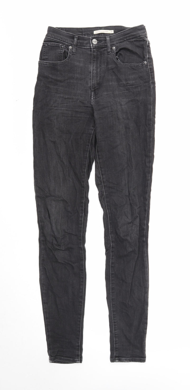 Preworn Womens Black Cotton Skinny Jeans Size 27 in Regular Zip