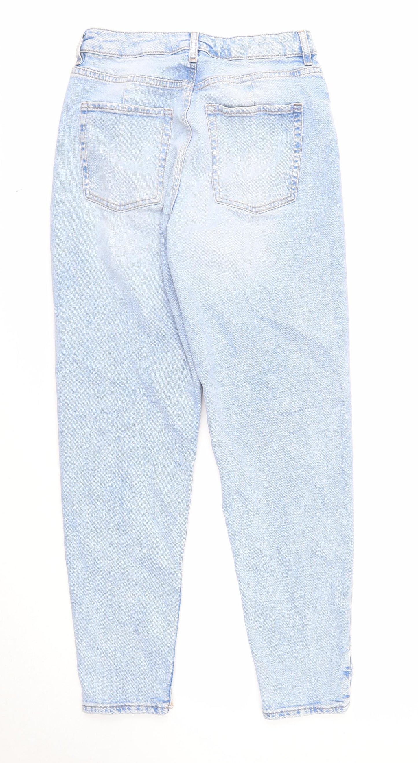 Marks and Spencer Womens Blue Cotton Straight Jeans Size 12 Regular Zip
