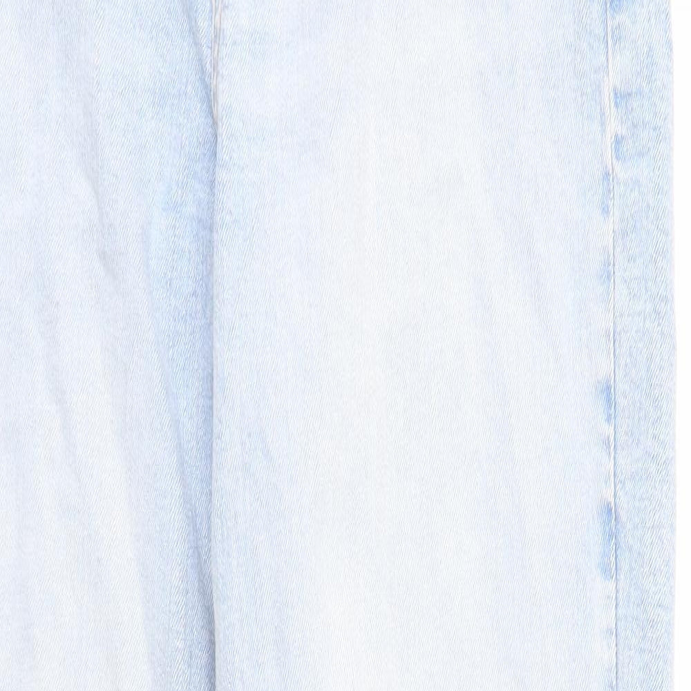 Marks and Spencer Womens Blue Cotton Straight Jeans Size 12 Regular Zip