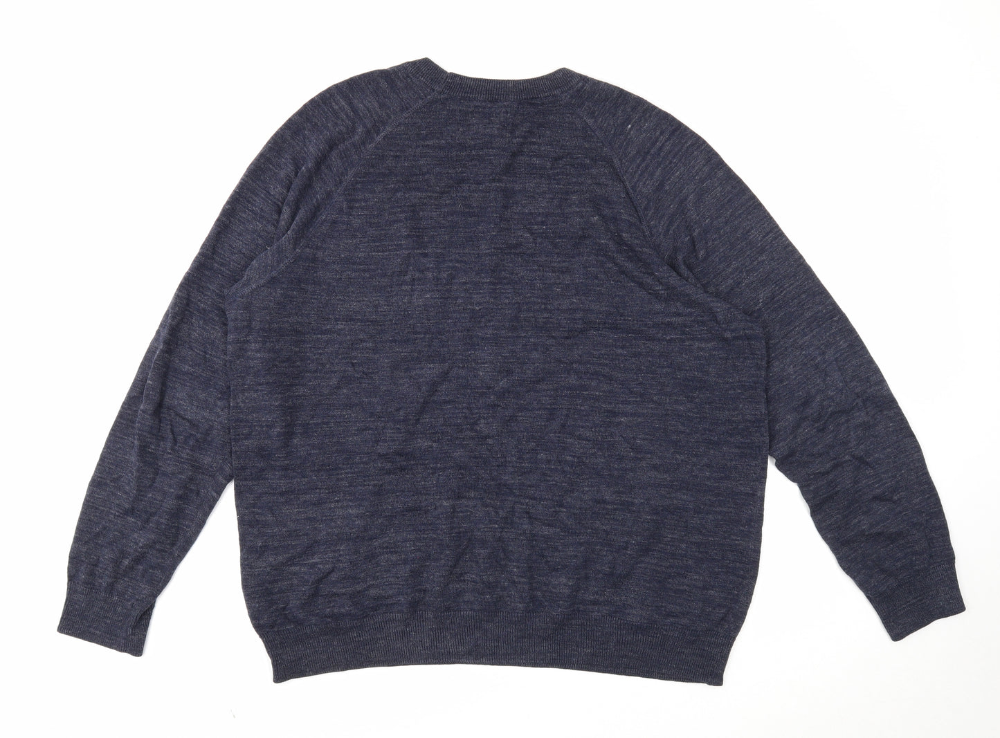 H&M Mens Blue Round Neck Cotton Pullover Jumper Size XL Long Sleeve