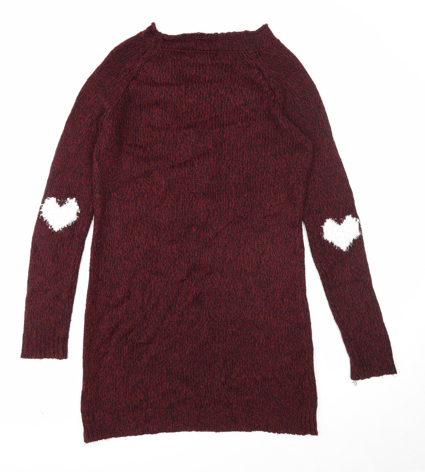 George Womens Purple Round Neck Acrylic Pullover Jumper Size 8 - Heart Print