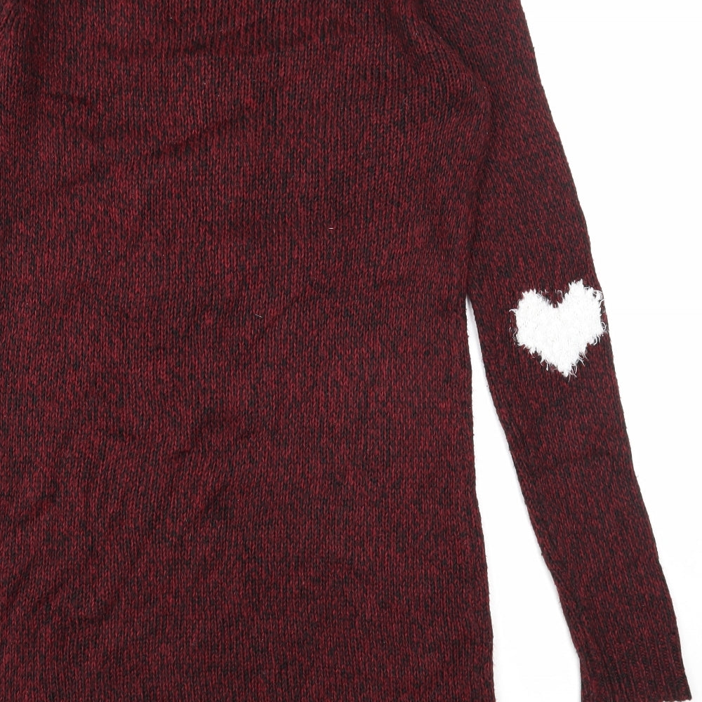 George Womens Purple Round Neck Acrylic Pullover Jumper Size 8 - Heart Print