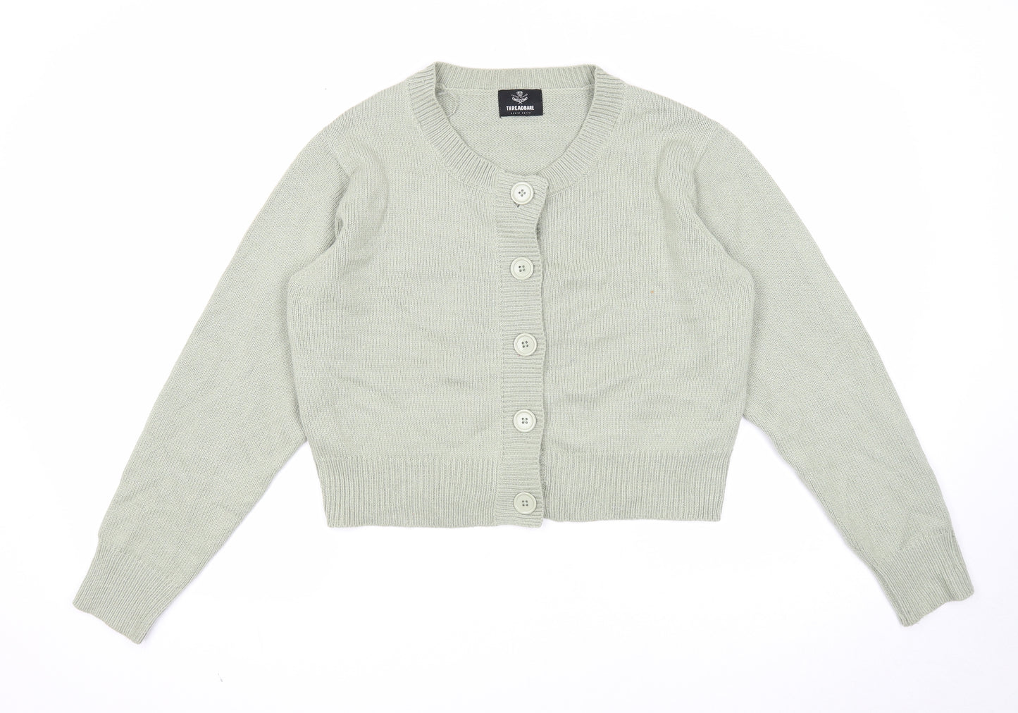 Threadbare Womens Green Round Neck Acrylic Cardigan Jumper Size 12