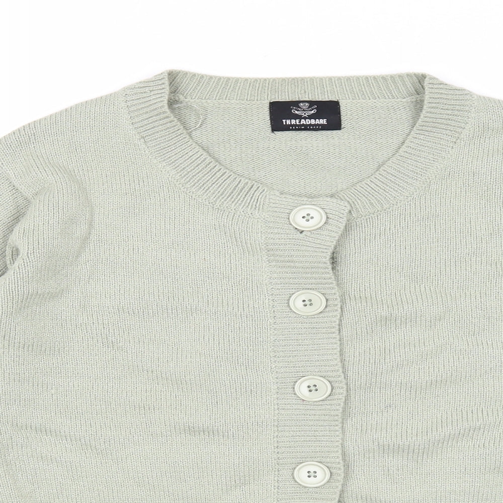 Threadbare Womens Green Round Neck Acrylic Cardigan Jumper Size 12