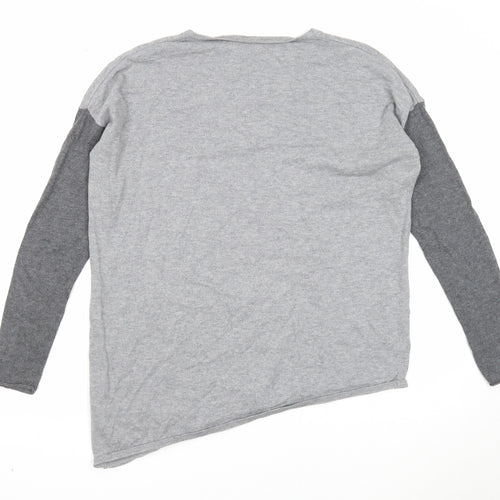 Preworn Womens Grey V-Neck Wool Pullover Jumper Size S