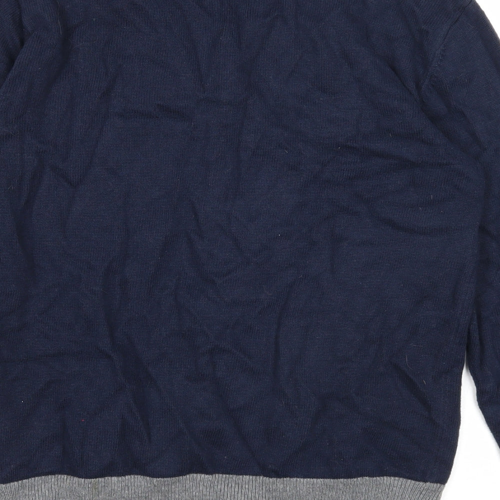Gap Boys Blue V-Neck Cotton Cardigan Jumper Size 13 Years Button