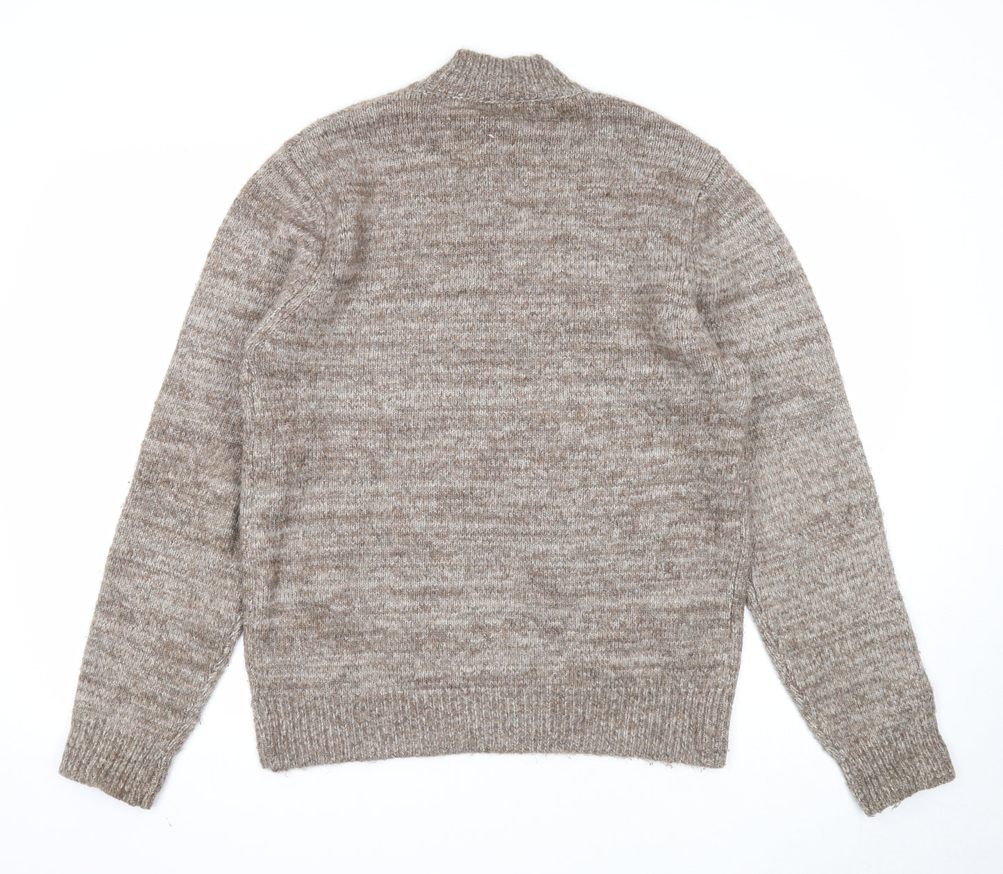 George Mens Brown Mock Neck Acrylic Pullover Jumper Size M Long Sleeve