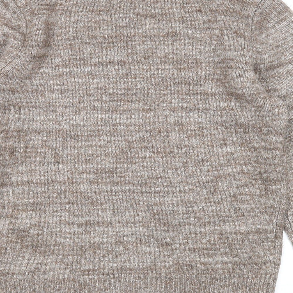 George Mens Brown Mock Neck Acrylic Pullover Jumper Size M Long Sleeve