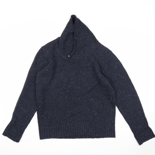 George Mens Blue V-Neck Acrylic Pullover Jumper Size S Long Sleeve