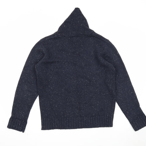 George Mens Blue V-Neck Acrylic Pullover Jumper Size S Long Sleeve