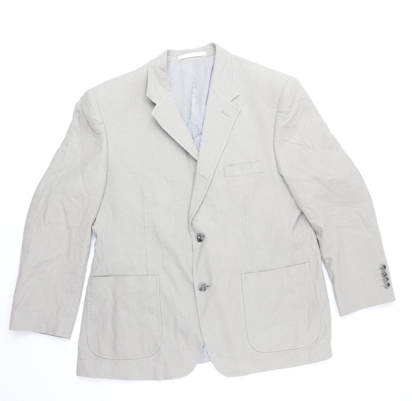 Marks and Spencer Mens Grey Linen Jacket Blazer Size 44 Regular