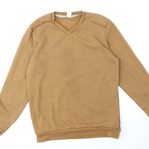 DECATHLON Mens Yellow V-Neck Nylon Pullover Jumper Size XL Long Sleeve