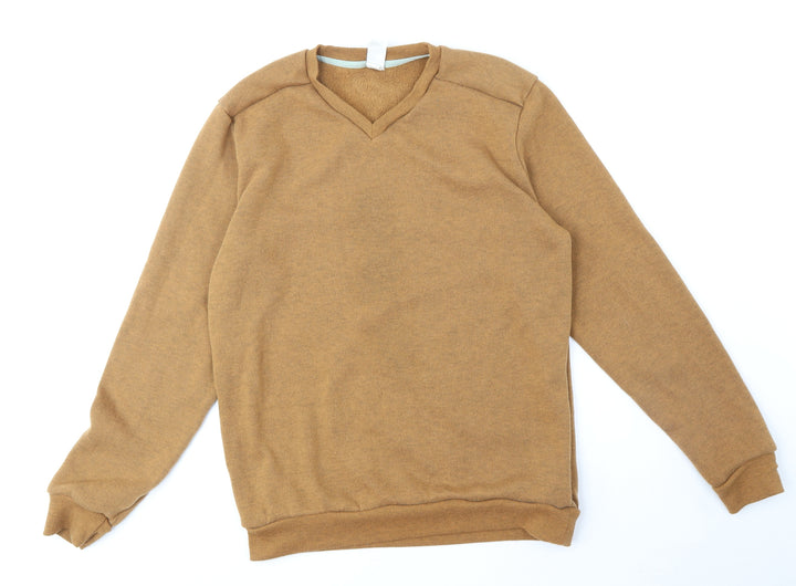 DECATHLON Mens Yellow V-Neck Nylon Pullover Jumper Size XL Long Sleeve