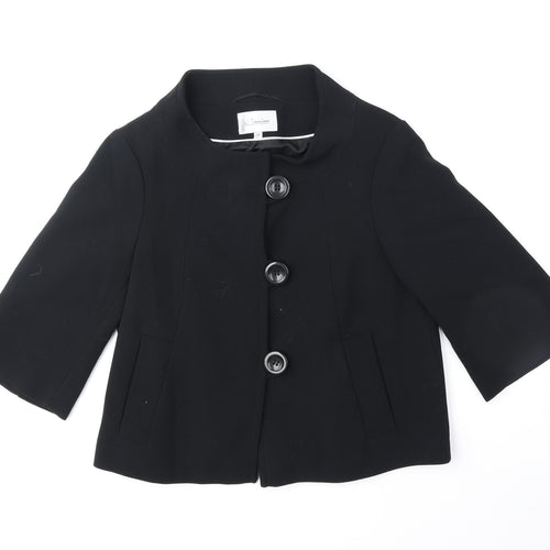 J. Taylor Womens Black Pea Coat Coat Size 12 Button
