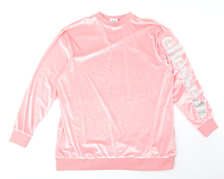 ellesse Womens Pink Round Neck Polyester Pullover Jumper Size 8