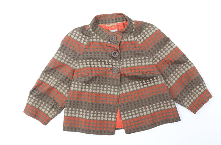 Marks and Spencer Womens Multicoloured Polka Dot Pea Coat Coat Size 12 Button