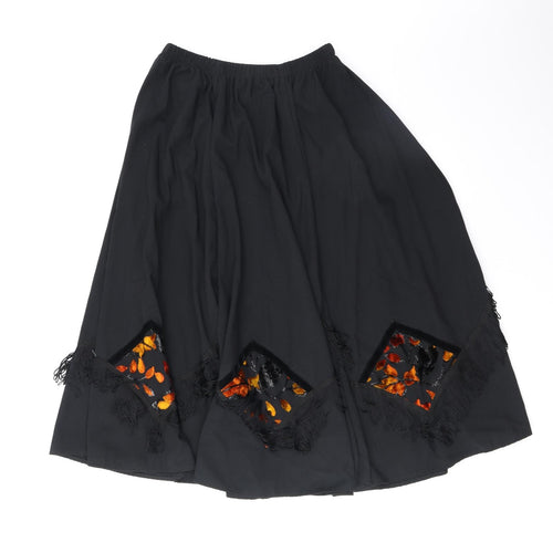 Sliver Dollar Womens Black Geometric Polyester Swing Skirt Size L