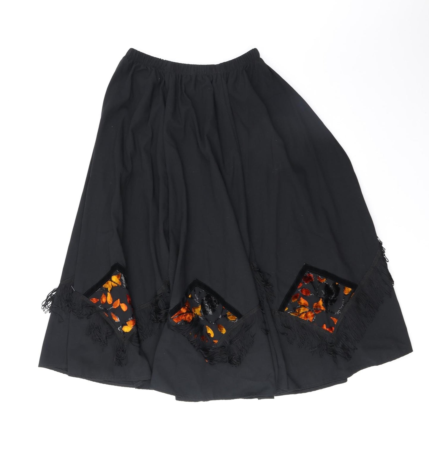 Sliver Dollar Womens Black Geometric Polyester Swing Skirt Size L
