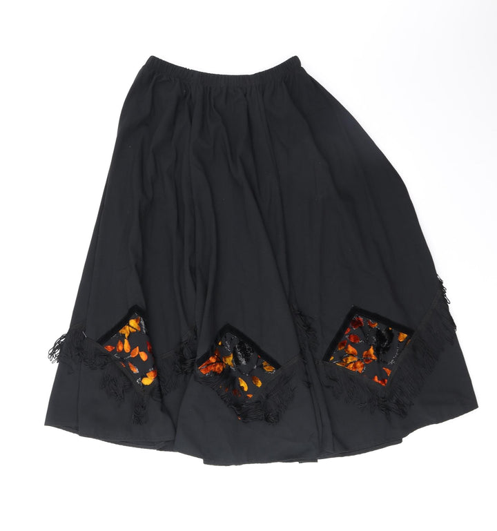 Sliver Dollar Womens Black Geometric Polyester Swing Skirt Size L