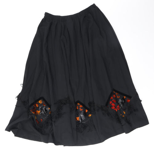 Sliver Dollar Womens Black Geometric Polyester Swing Skirt Size L