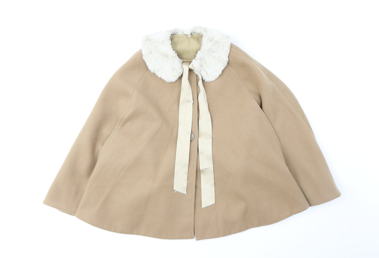 Marta paula Womens Beige Jacket Poncho Size 8 Button