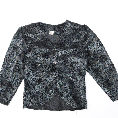 Preworn Womens Multicoloured V-Neck Geometric Polyester Cardigan Jumper Size 10