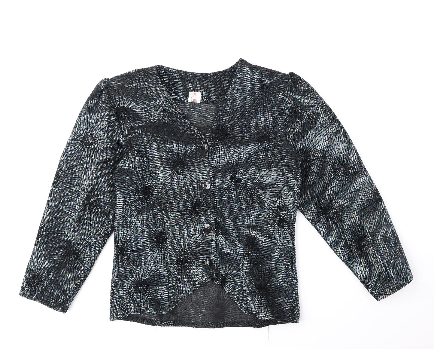 Preworn Womens Multicoloured V-Neck Geometric Polyester Cardigan Jumper Size 10