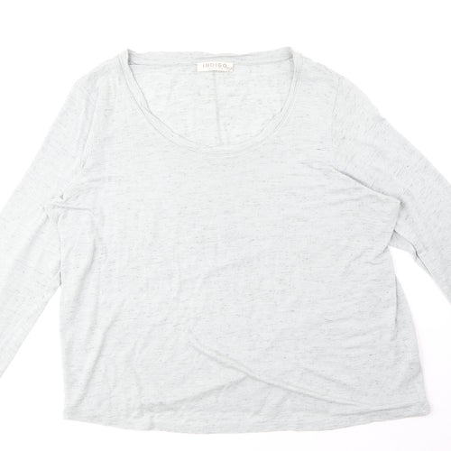 Indigo Womens Green Viscose Basic T-Shirt Size 14 Round Neck