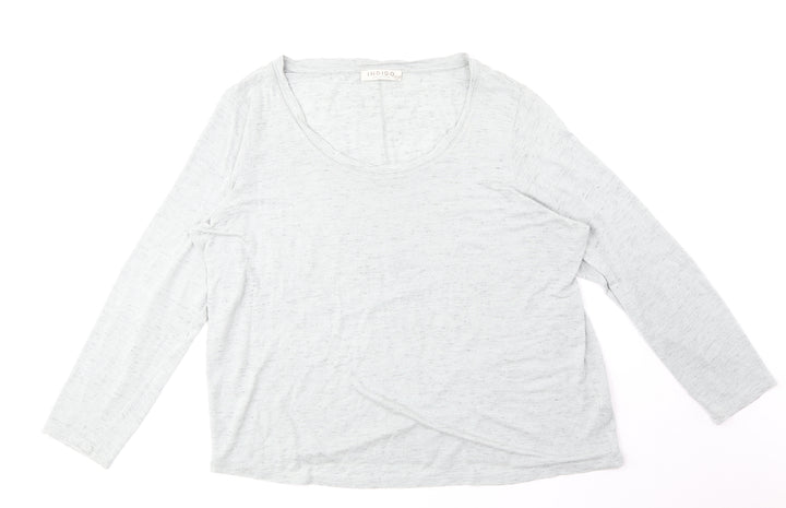 Indigo Womens Green Viscose Basic T-Shirt Size 14 Round Neck