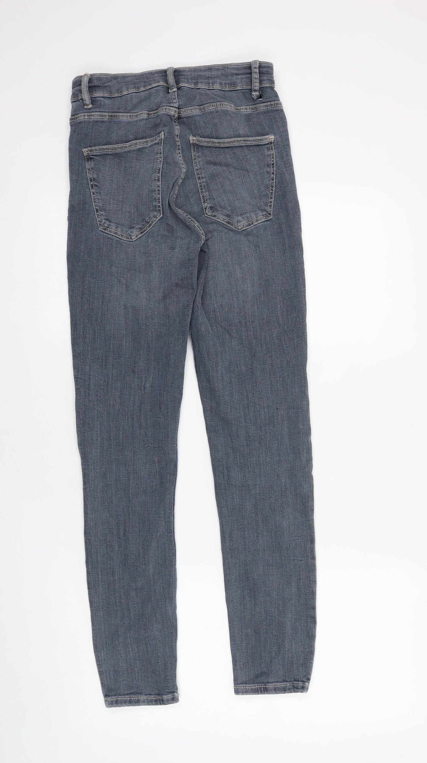 Zara Womens Blue Cotton Straight Jeans Size 8 L28 in Slim Zip