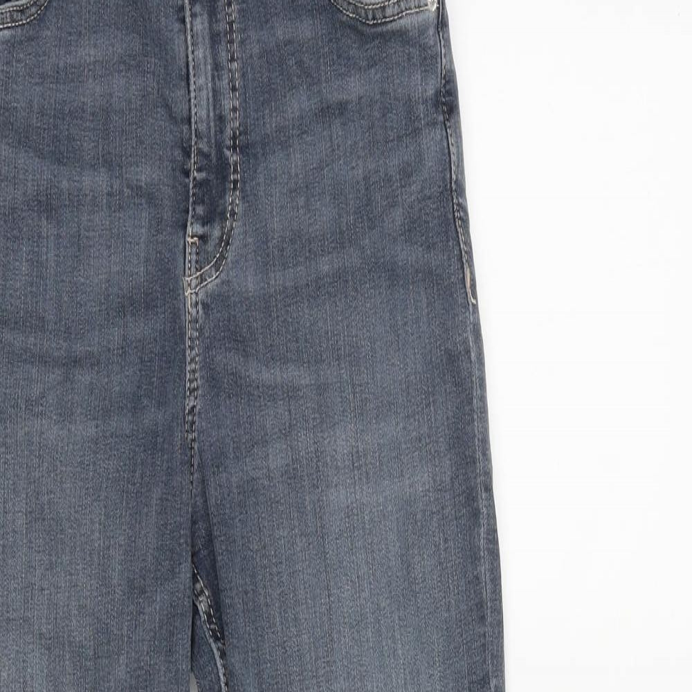 Zara Womens Blue Cotton Straight Jeans Size 8 L28 in Slim Zip